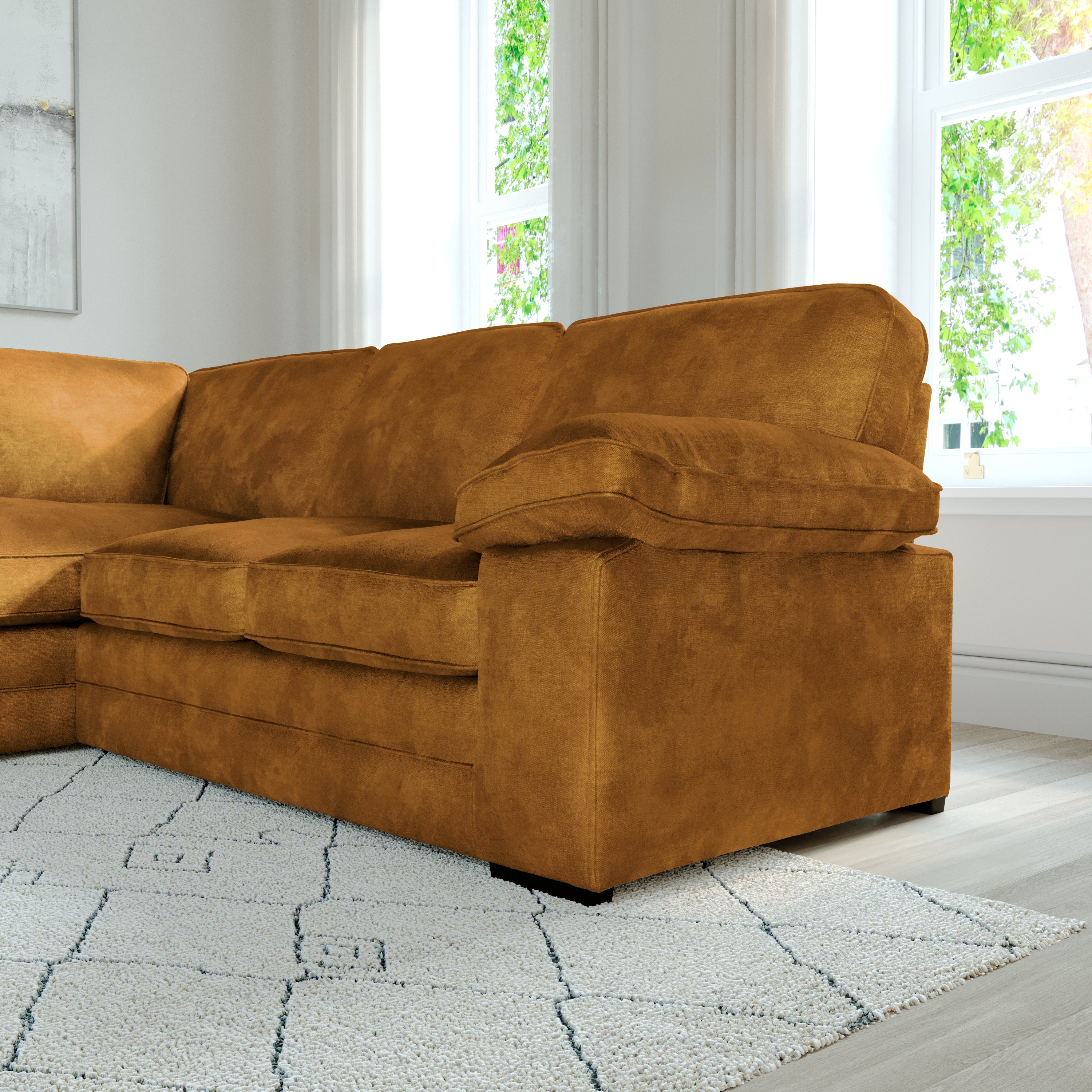 Chatham L-Shape (Left) Corner Sofa, Mustard Aura Velvet