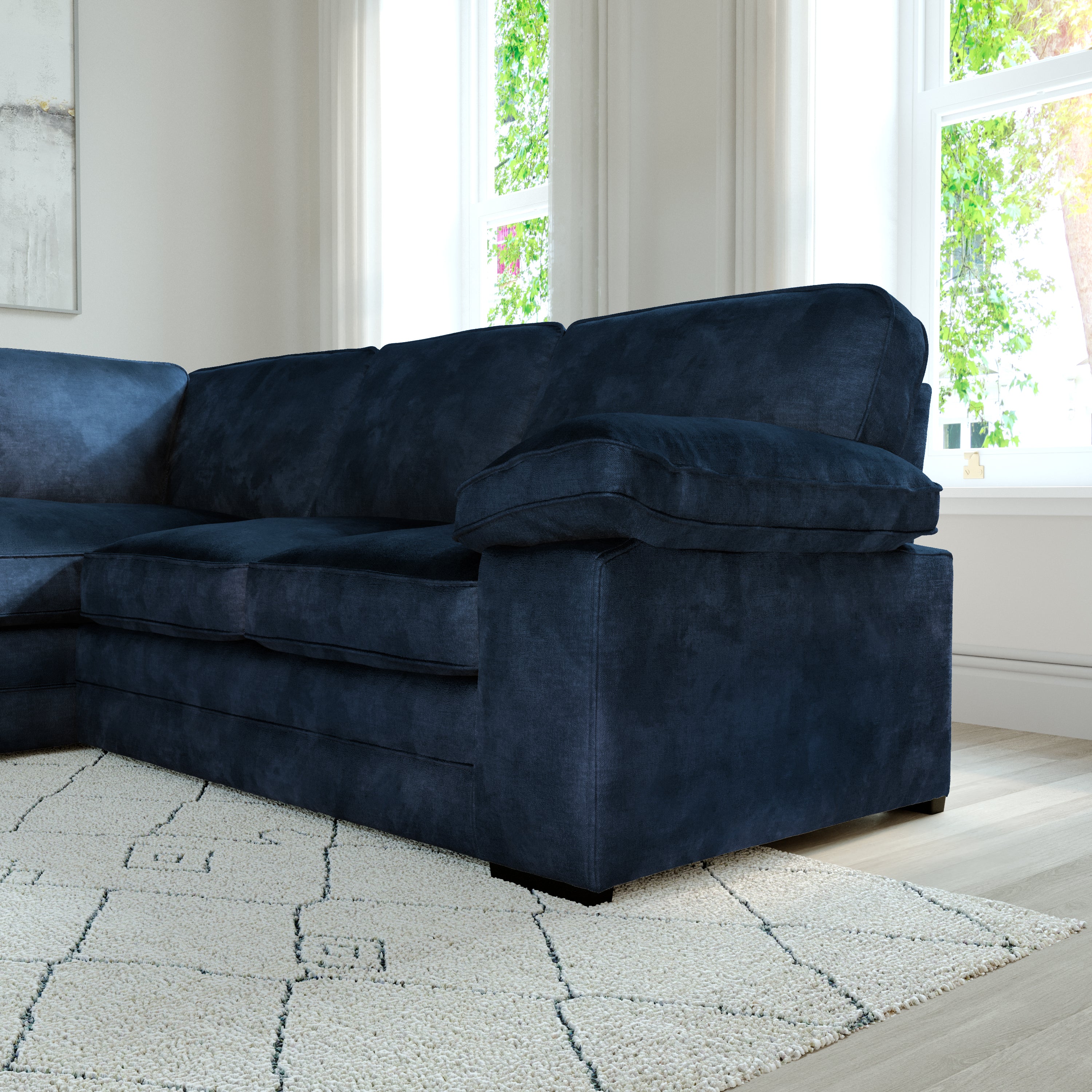 Chatham L-Shape (Left) Corner Sofa, Blue Aura Velvet