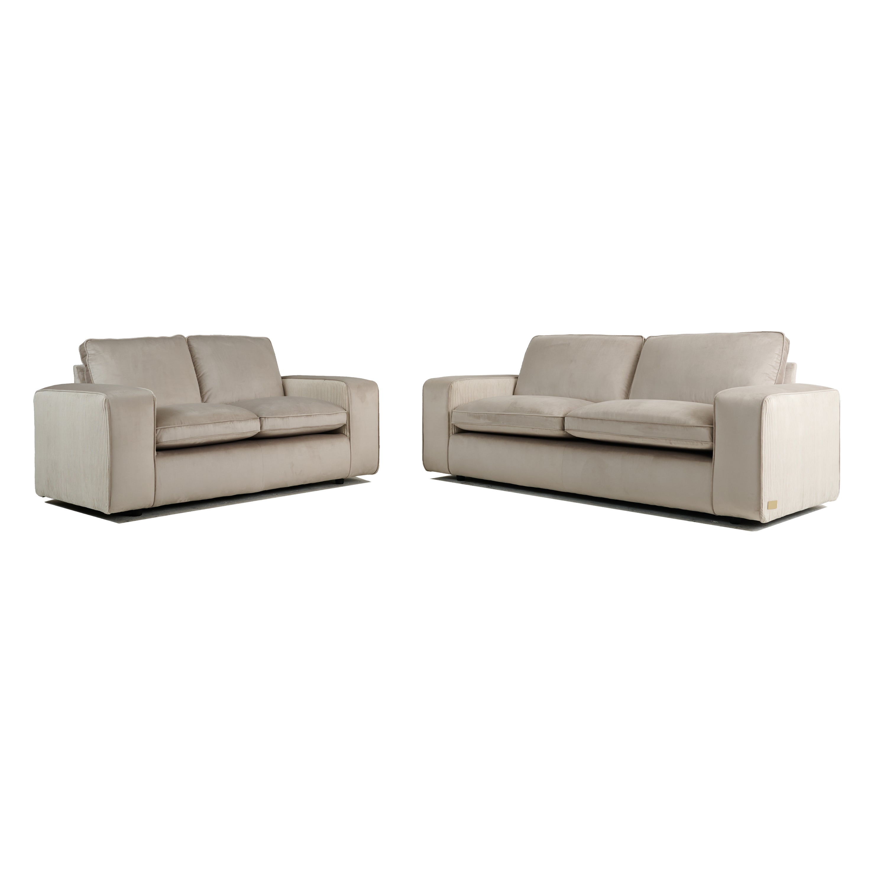 Alia Bastamam; Amaya 3+2 Seater Sofa, Taupe Pleated Premium Velvet