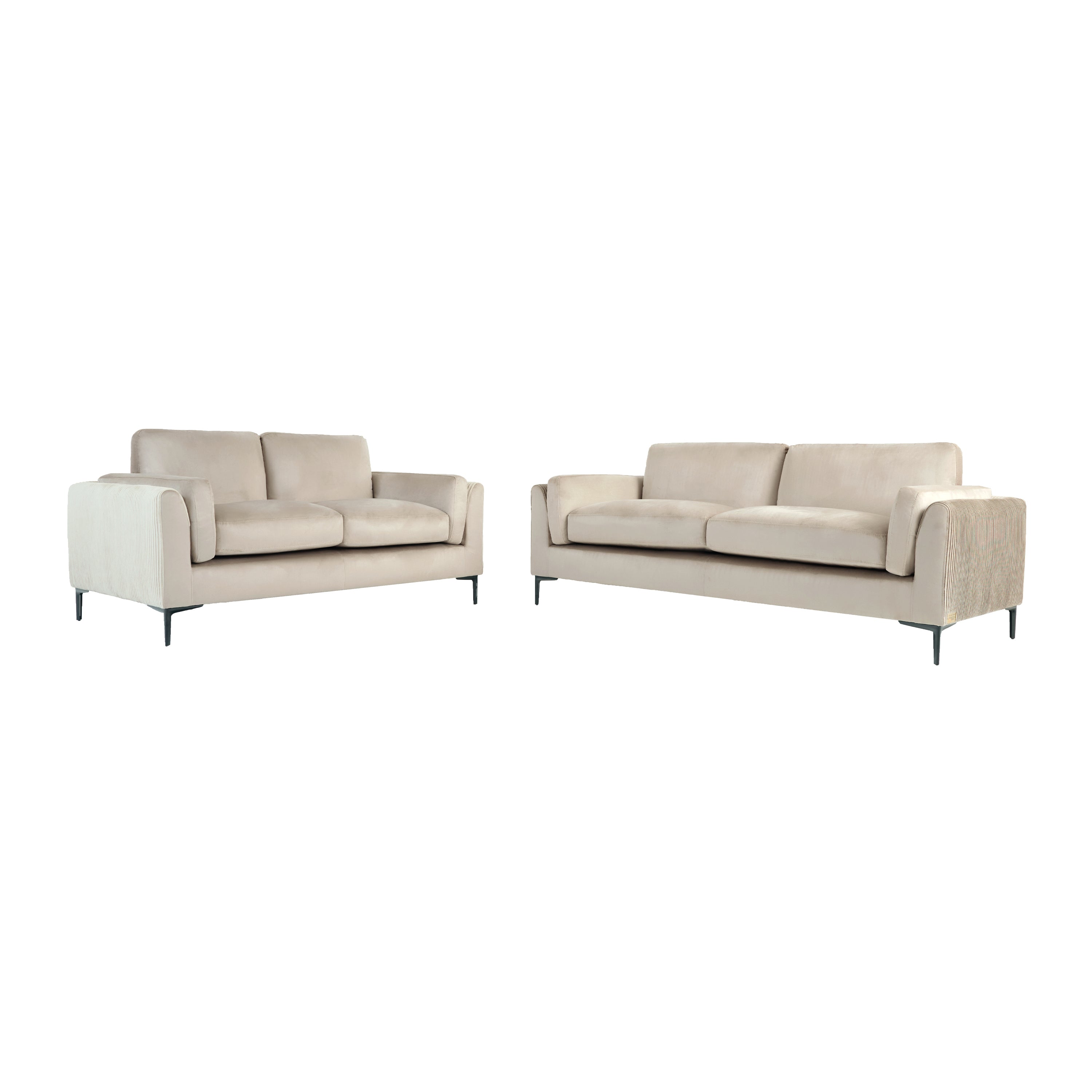 Alia Bastamam; Alta 3+2 Seater Sofa Set, Taupe Pleated Premium Velvet