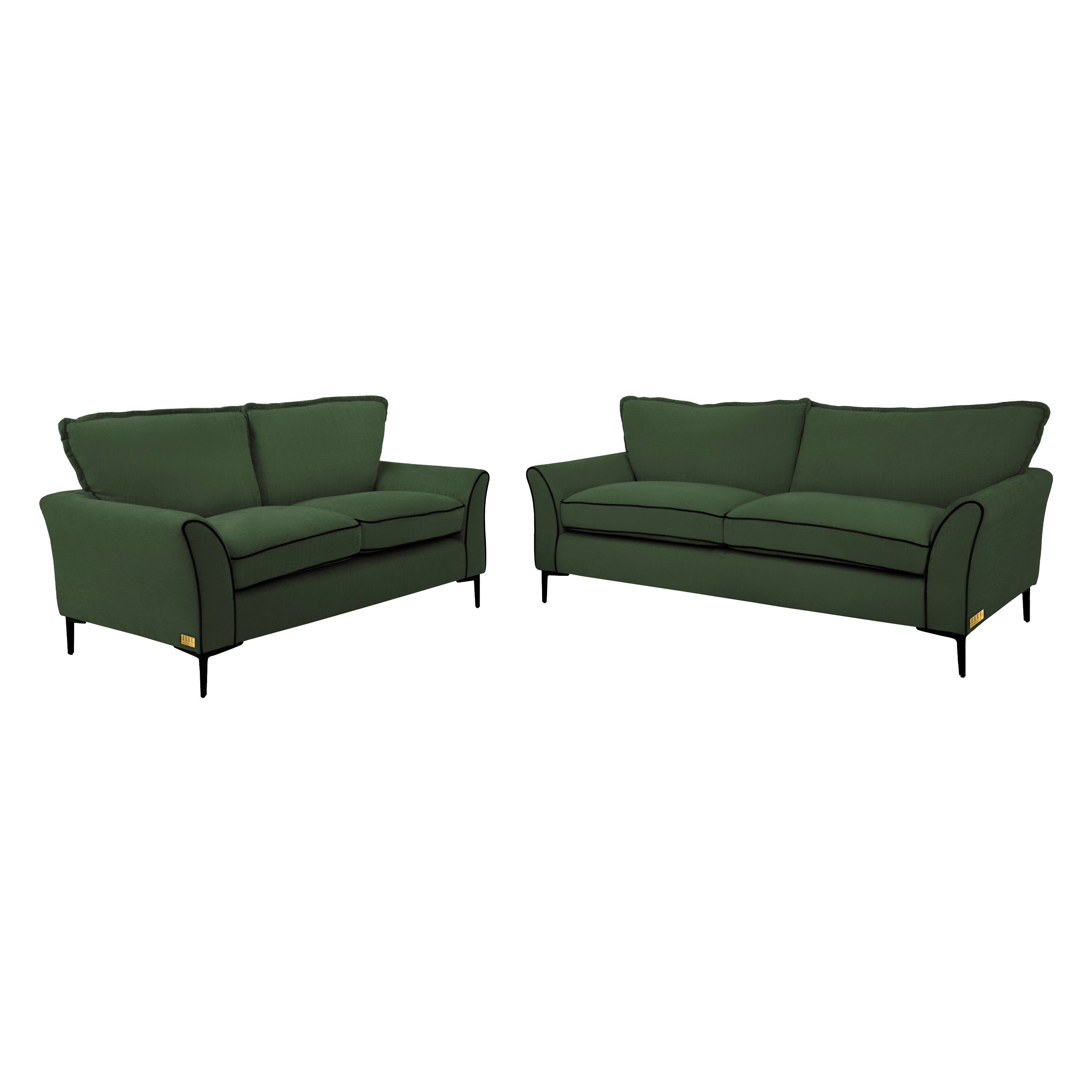 ELLE Home; Amelie 3+2 Seater Sofa, Moss Green Velvet