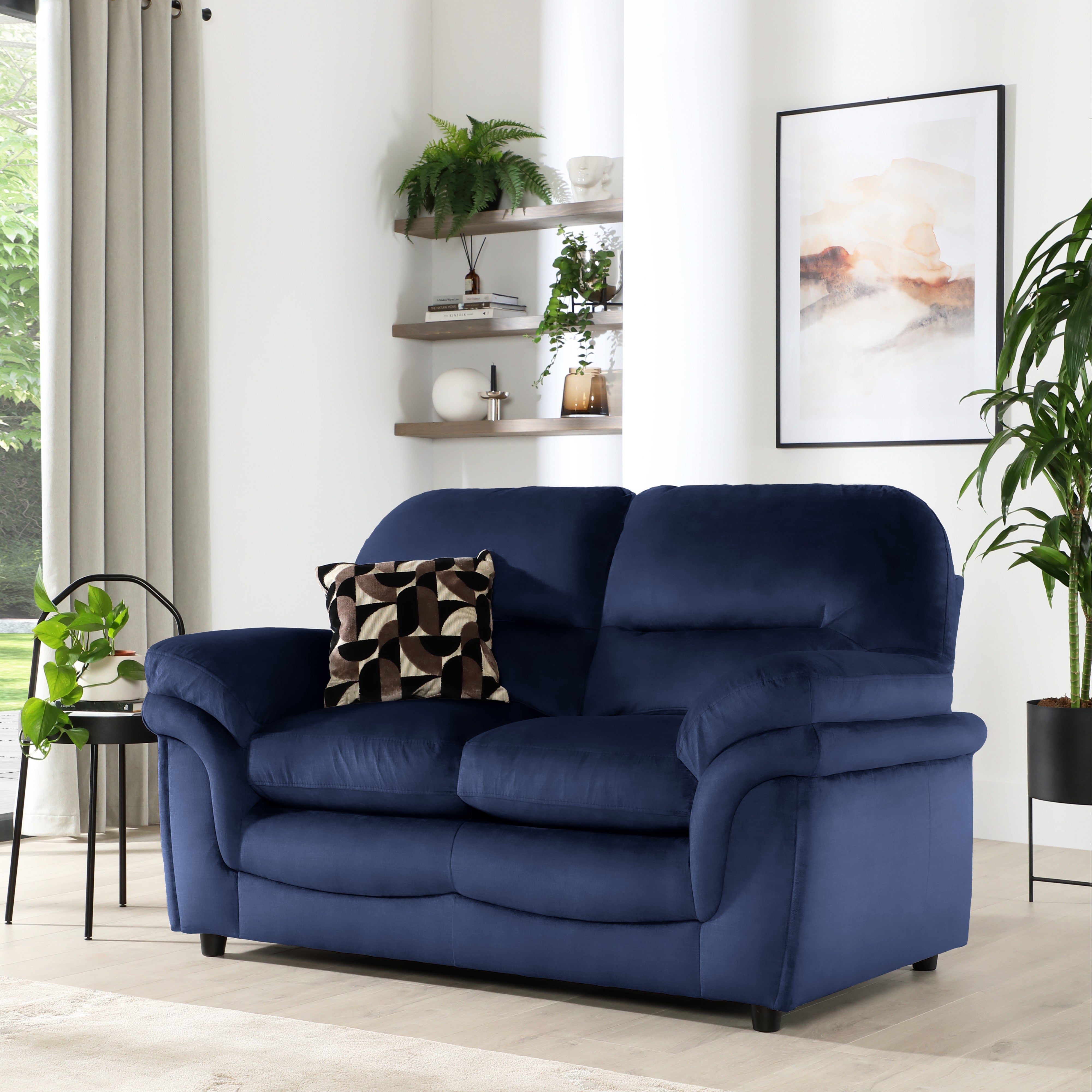 Anderson 2 Seater Sofa, Dark Blue Velvet