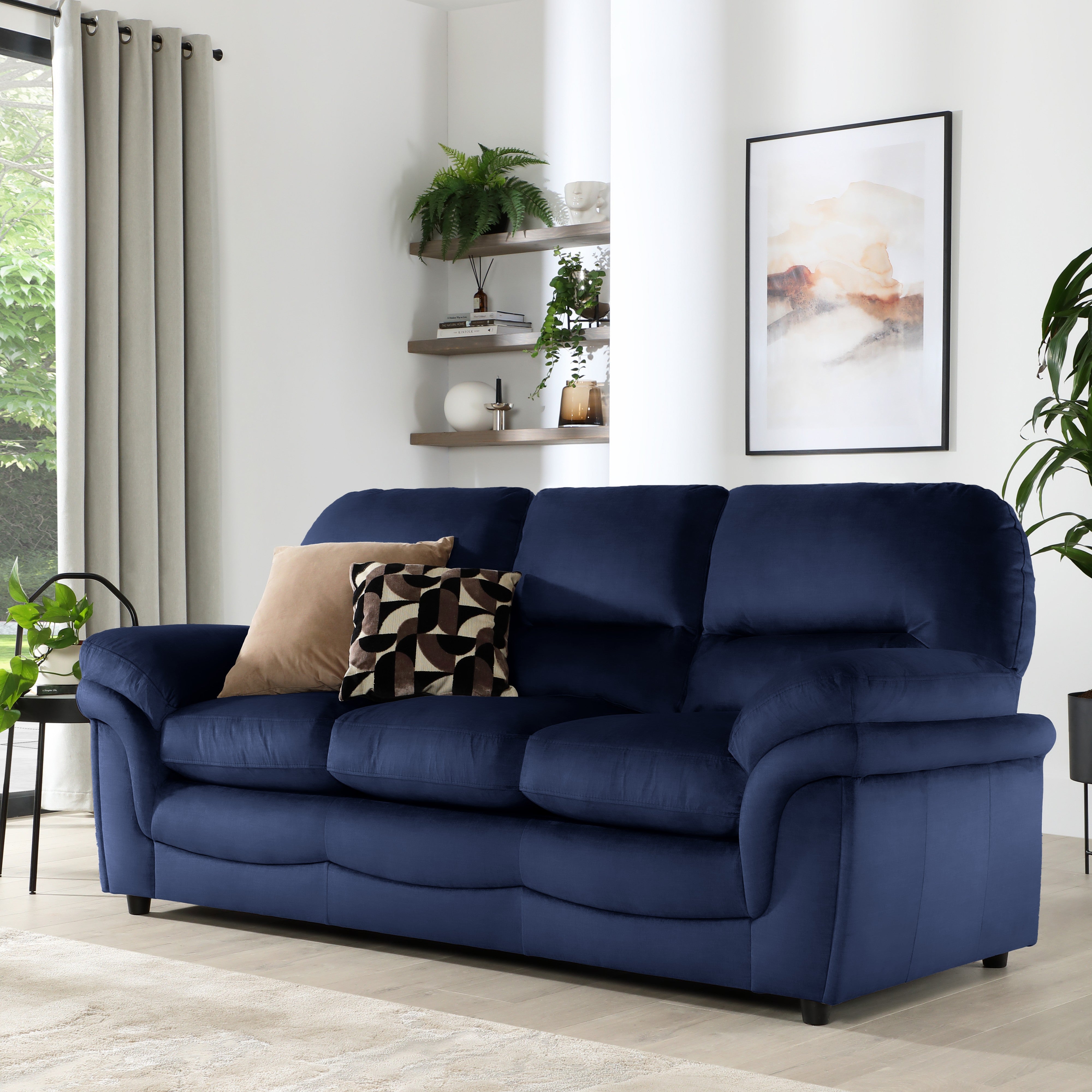 Anderson 3 Seater Sofa, Dark Blue Velvet