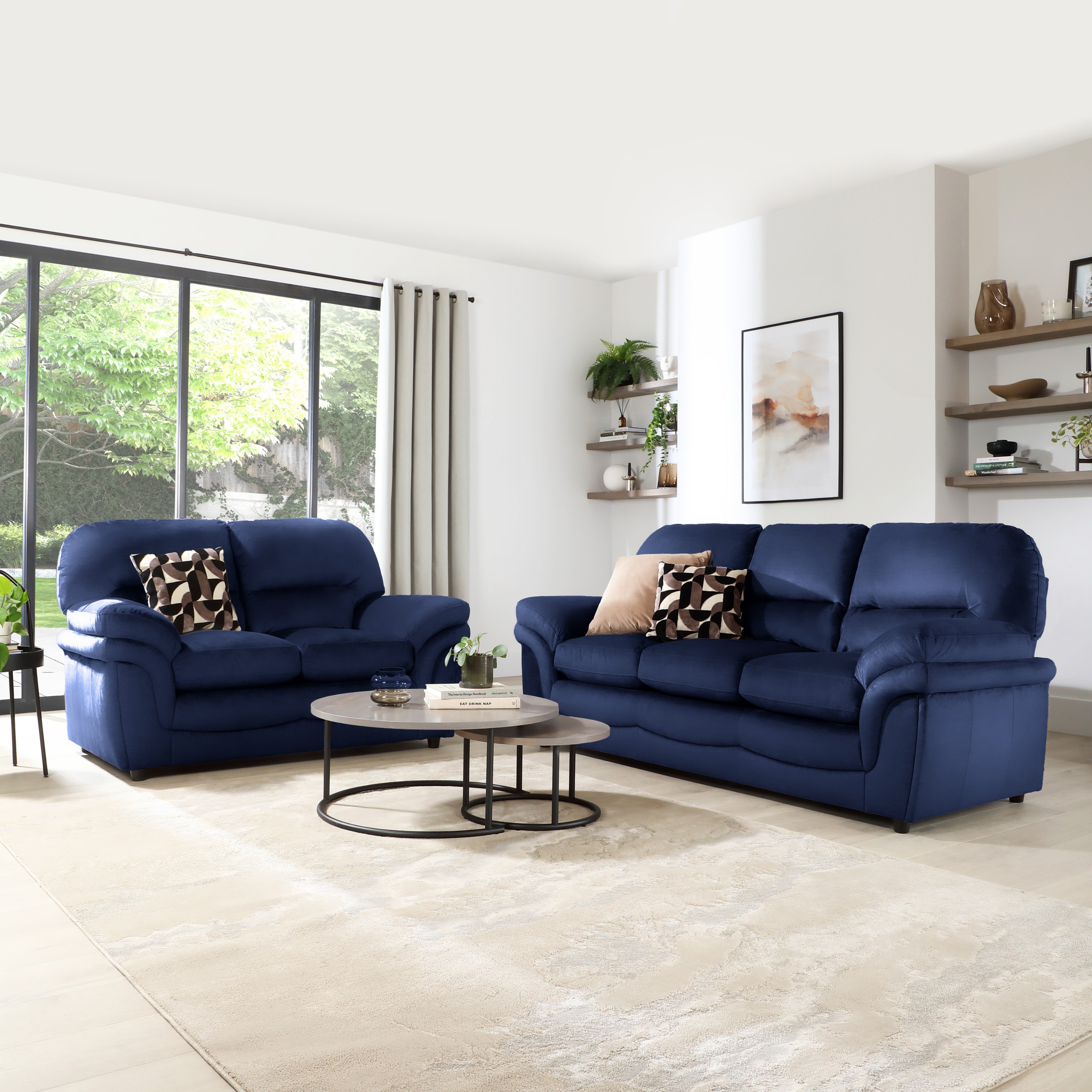 Anderson 3+2 Seater Sofa Set, Dark Blue Velvet