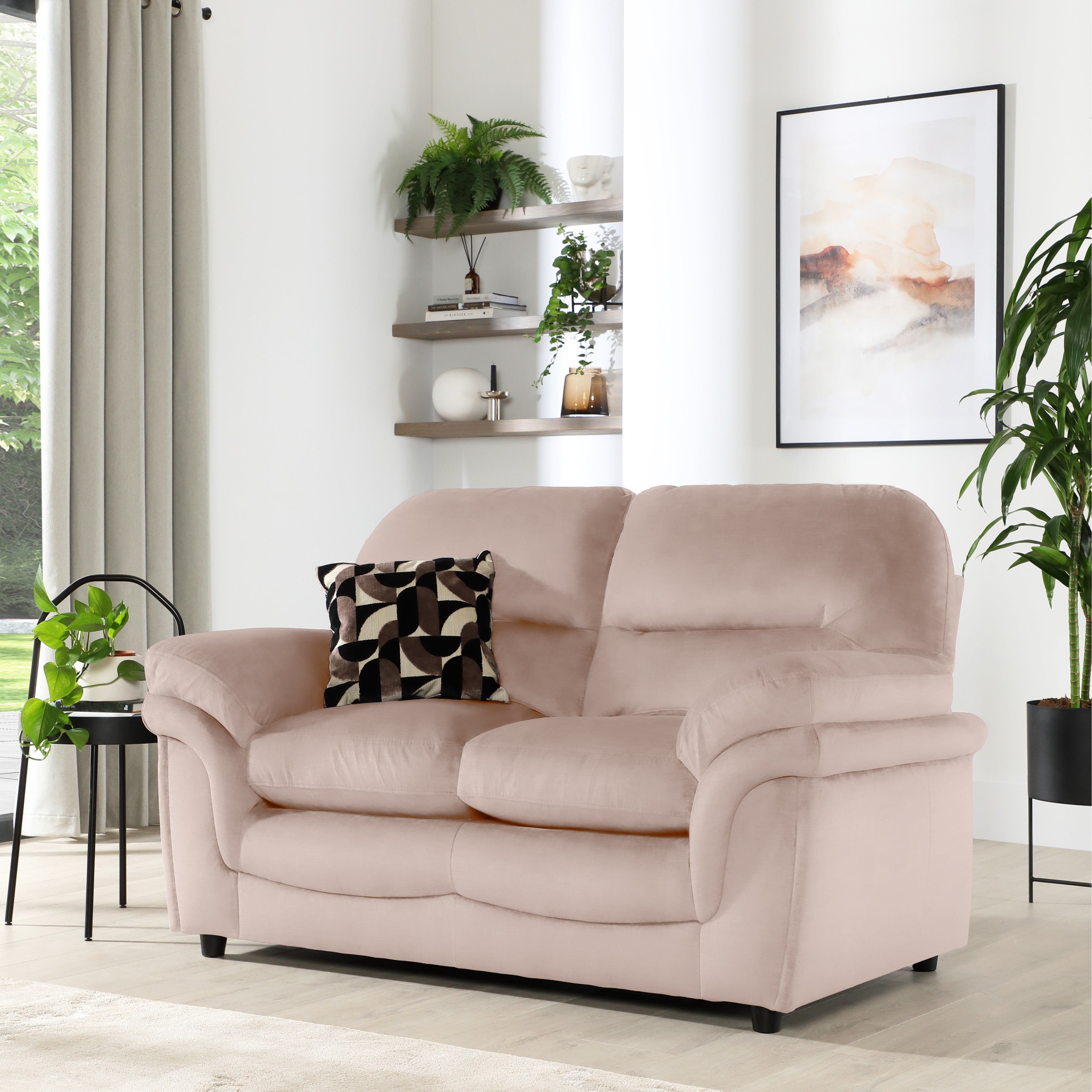 Anderson 2 Seater Sofa, Dusky Pink Velvet