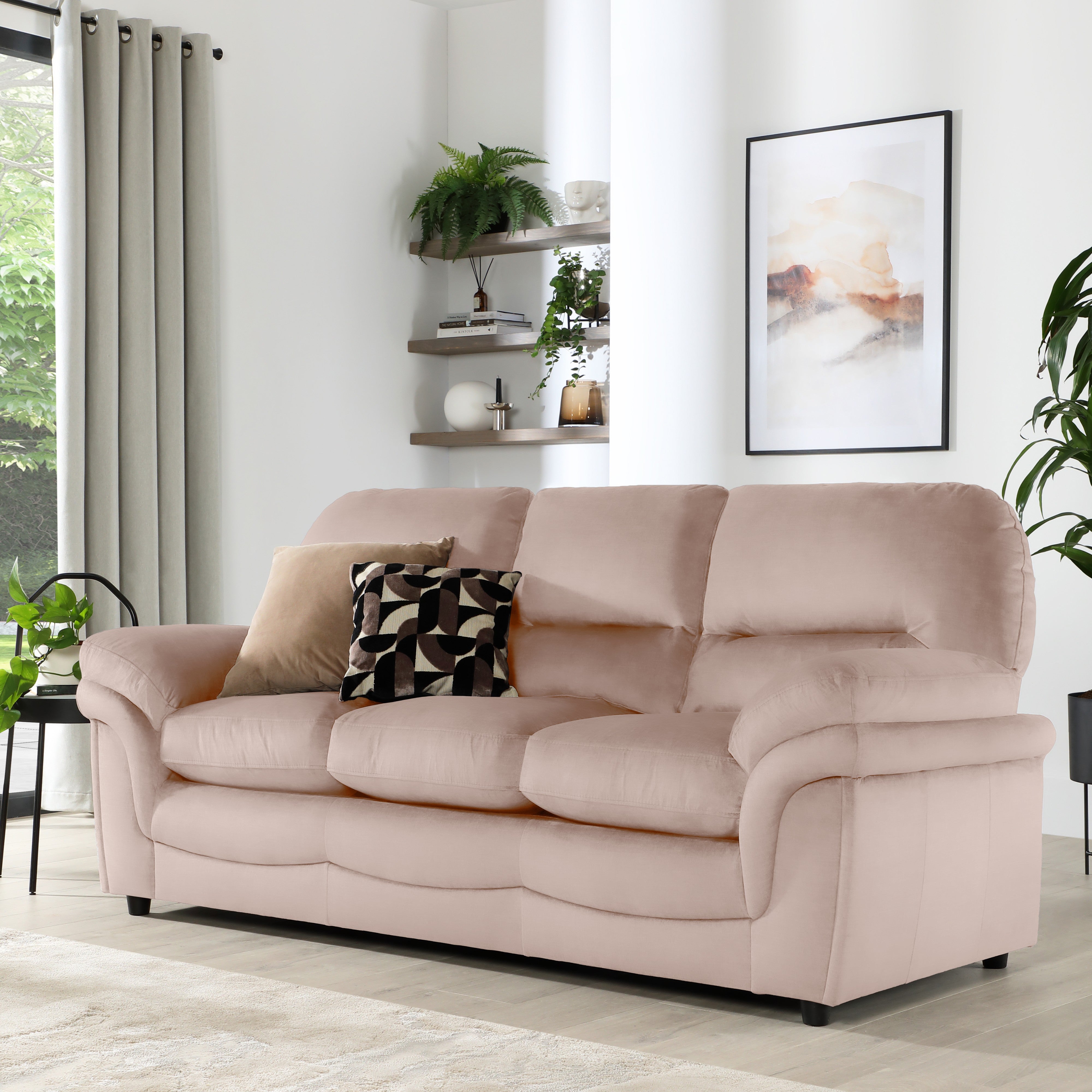 Anderson 3 Seater Sofa, Dusky Pink Velvet
