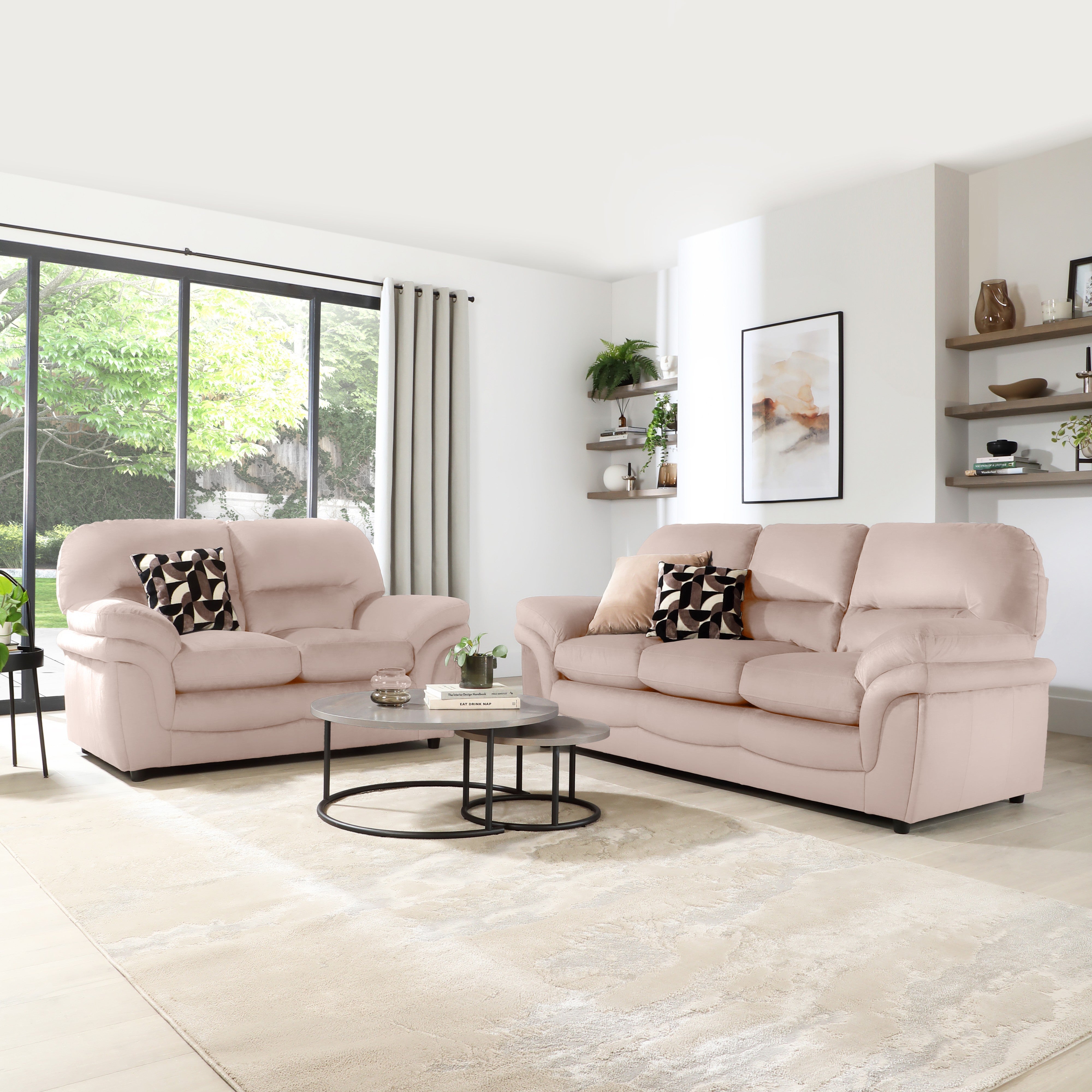 Anderson 3+2 Seater Sofa Set, Dusky Pink Velvet
