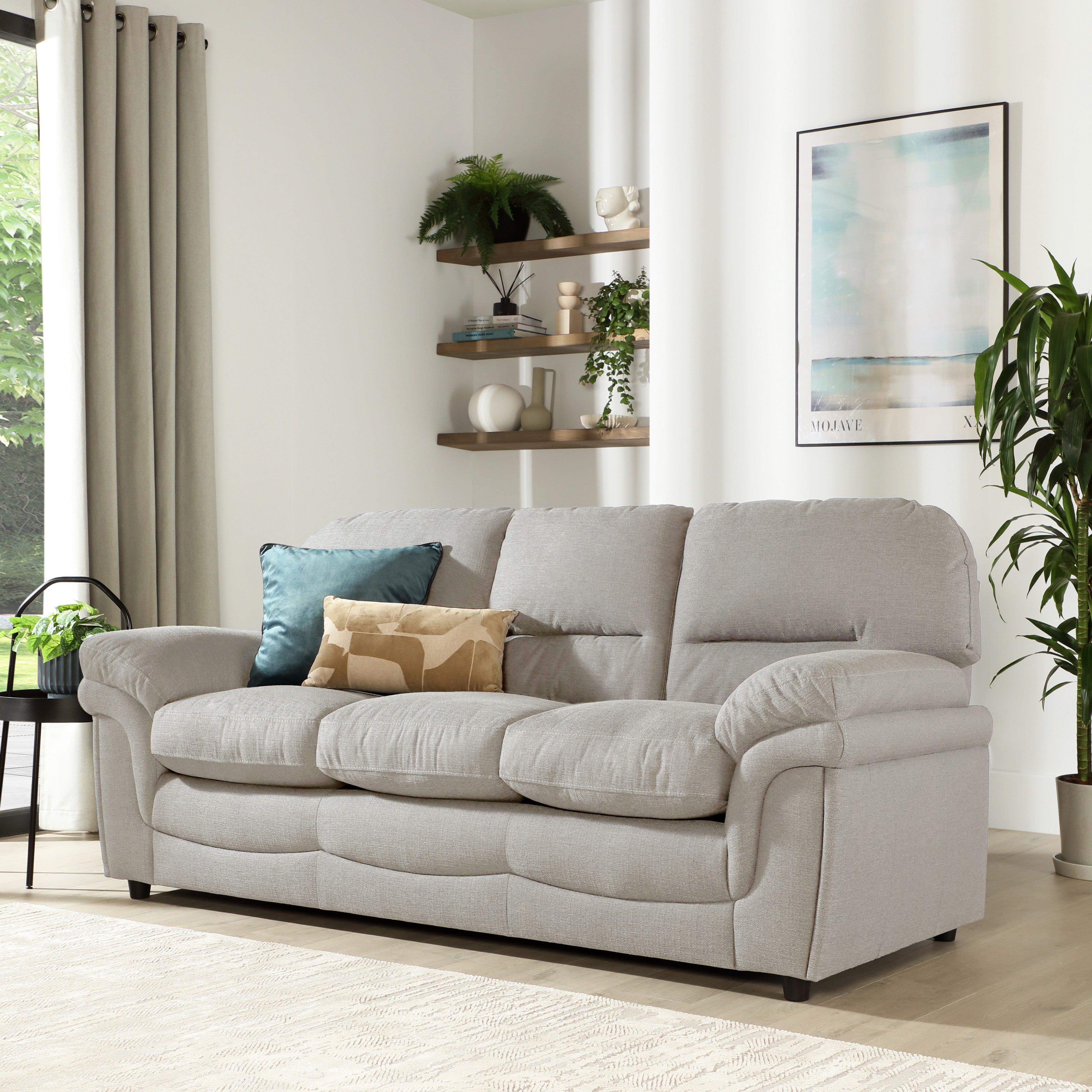 Anderson 3 Seater Sofa, Light Grey Linen-Weave