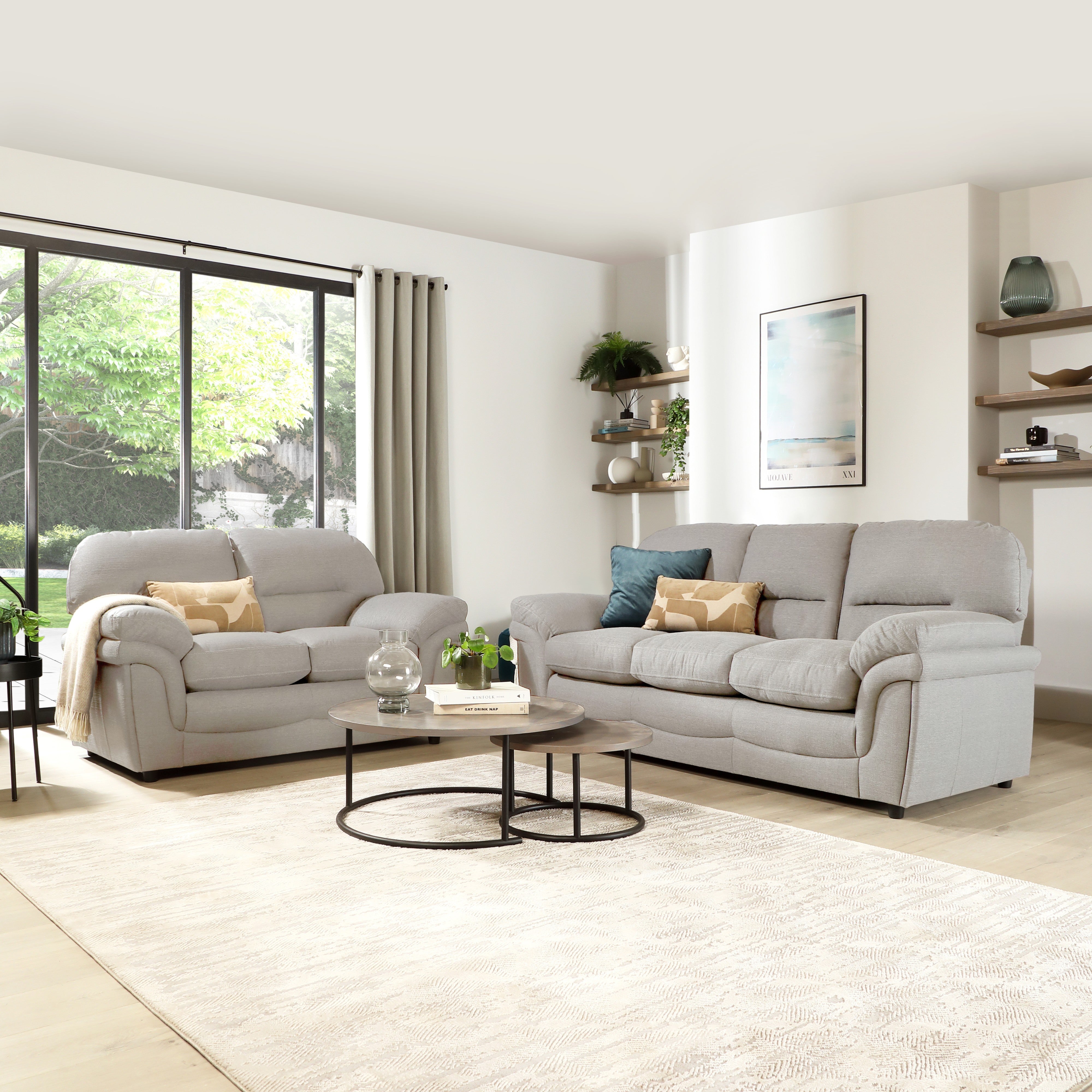 Anderson 3+2 Seater Sofa Set, Light Grey Linen-Weave