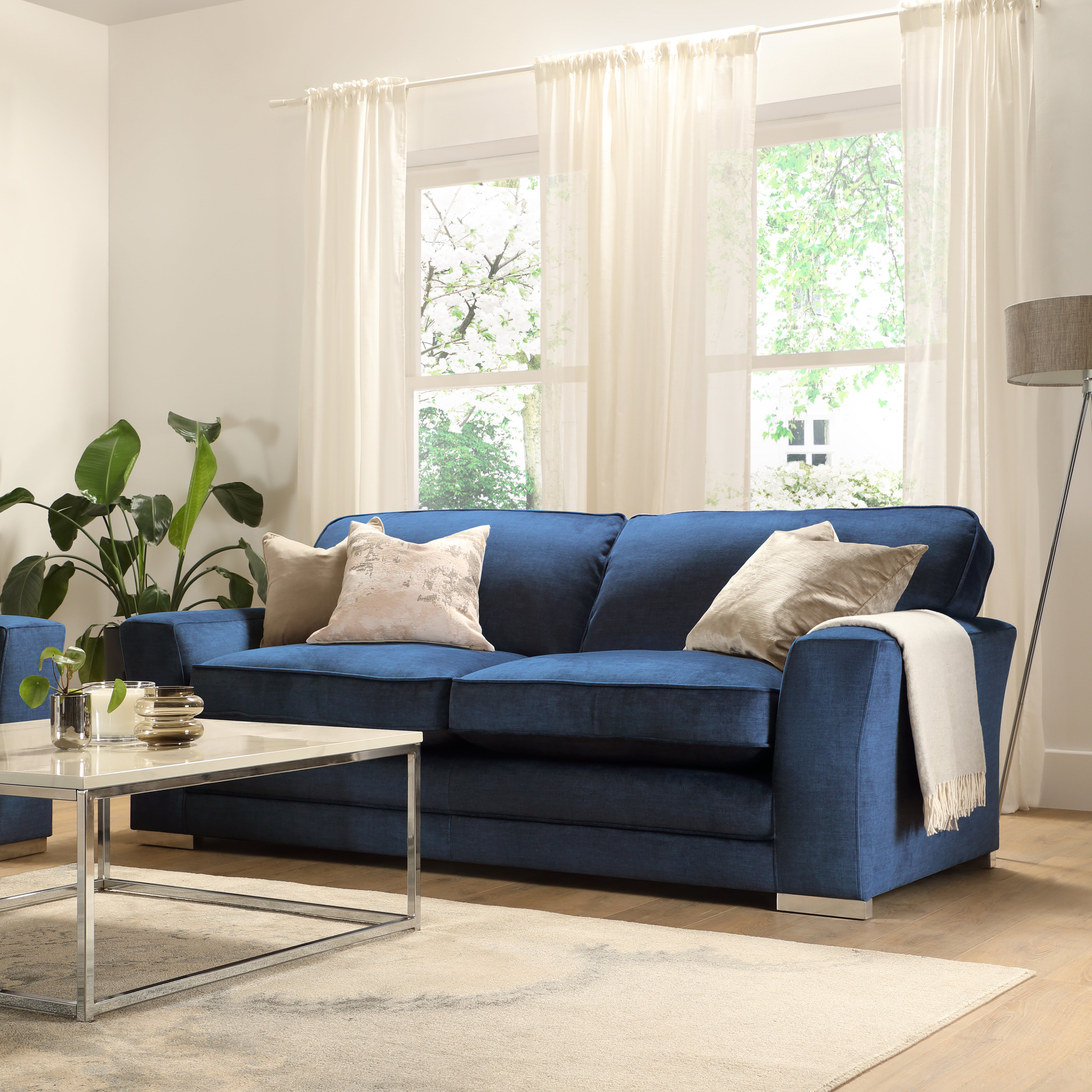 Vermont 3 Seater Sofa, Blue Aura Velvet