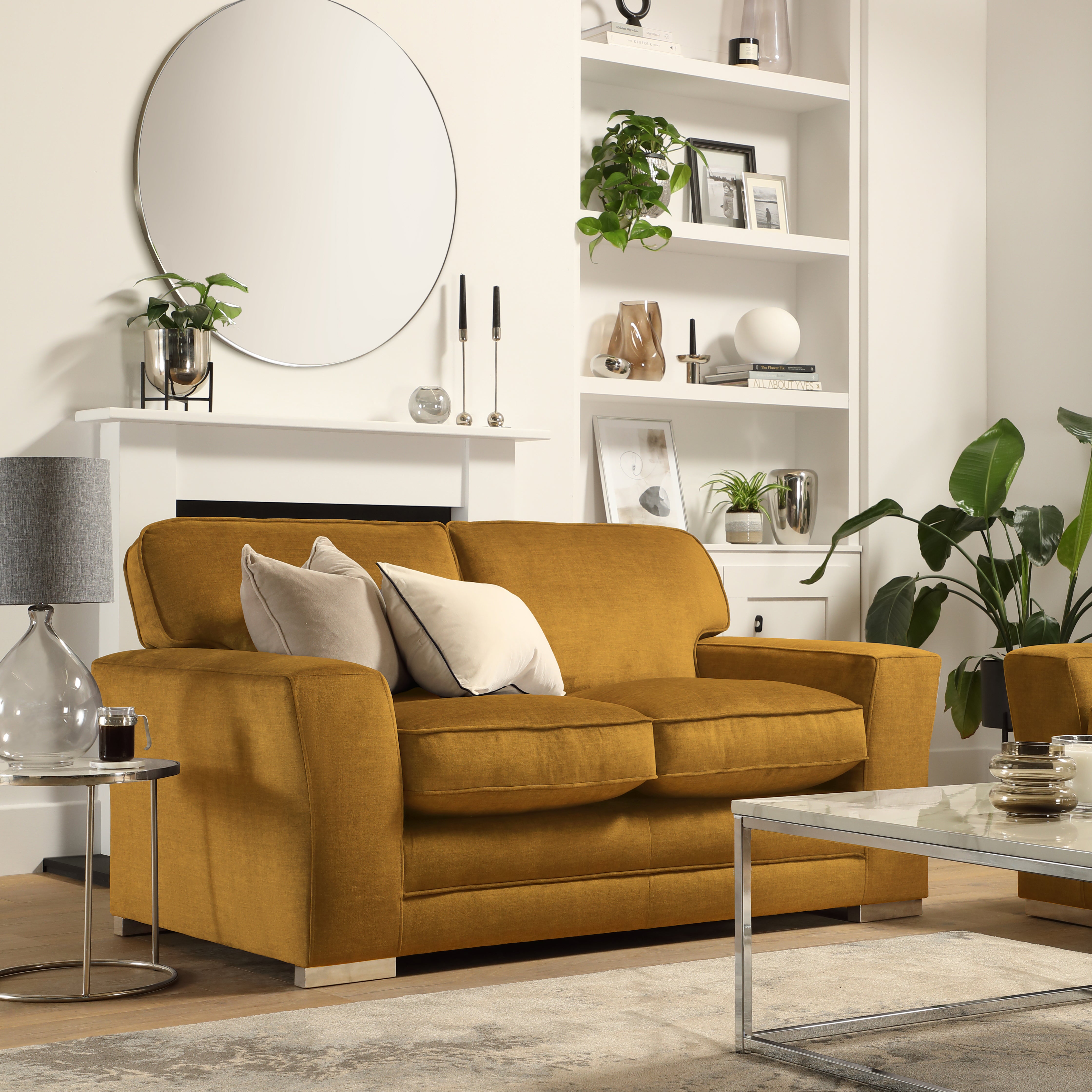 Vermont 2 Seater Sofa, Mustard Aura Velvet