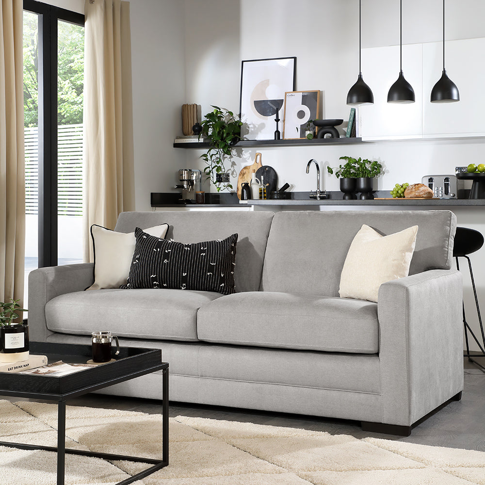 Arden 3 Seater Sofa, Grey House Plush Fabric