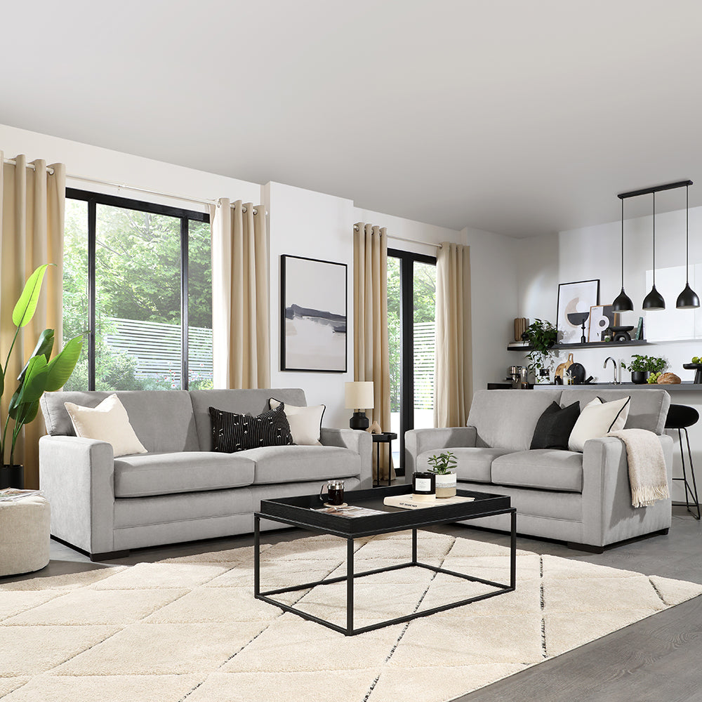 Arden 3+2 Seater Sofa Set, Grey House Plush Fabric