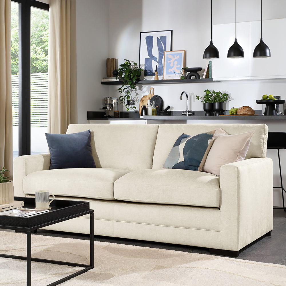 Arden 3 Seater Sofa, Cream House Plush Fabric