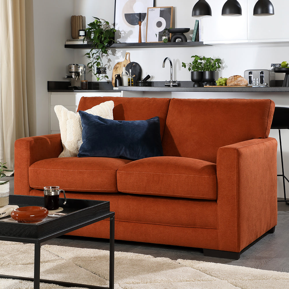Arden 2 Seater Sofa, Burnt Orange House Plush Fabric