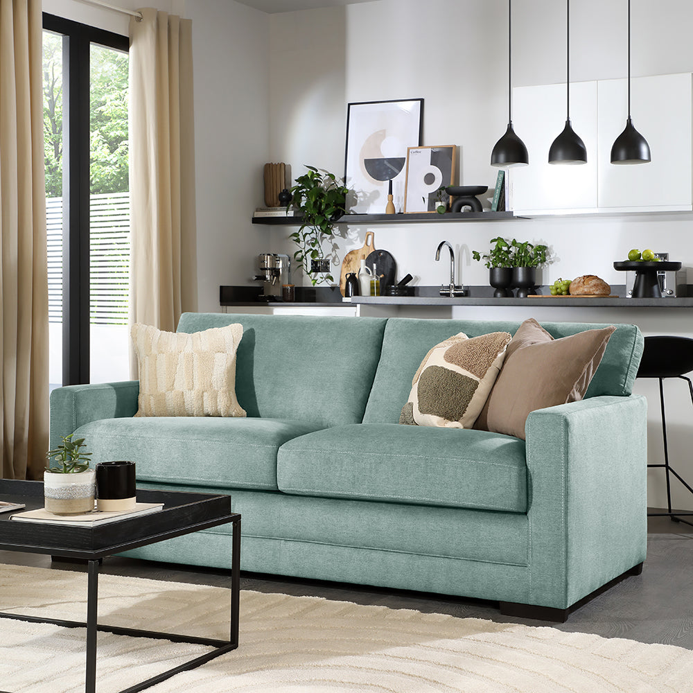 Arden 3 Seater Sofa, Mint Green House Plush Fabric