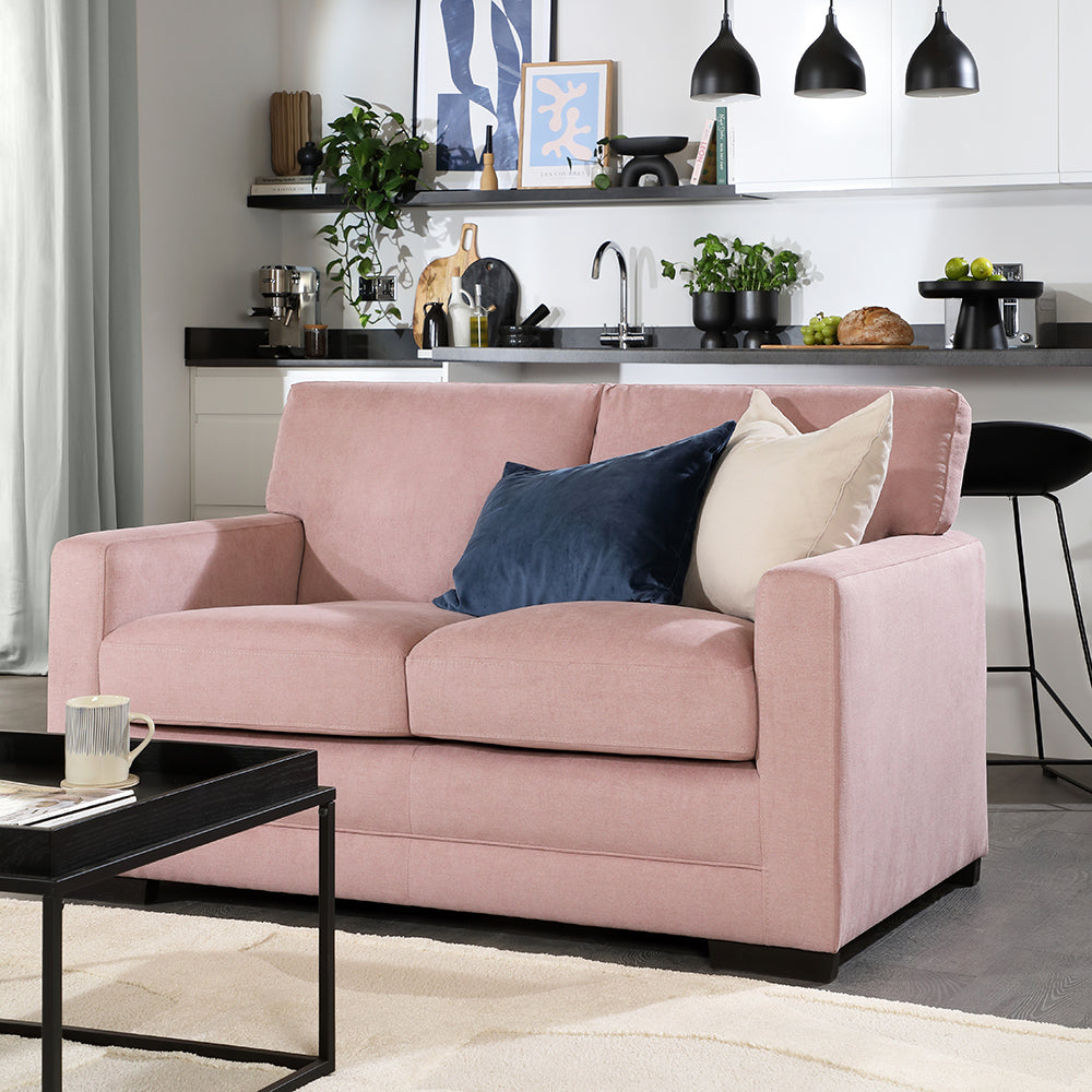 Arden 2 Seater Sofa, Dusky Pink House Plush Fabric