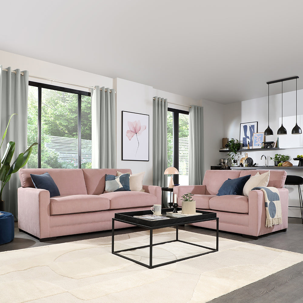 Arden 3+2 Seater Sofa Set, Dusky Pink House Plush Fabric