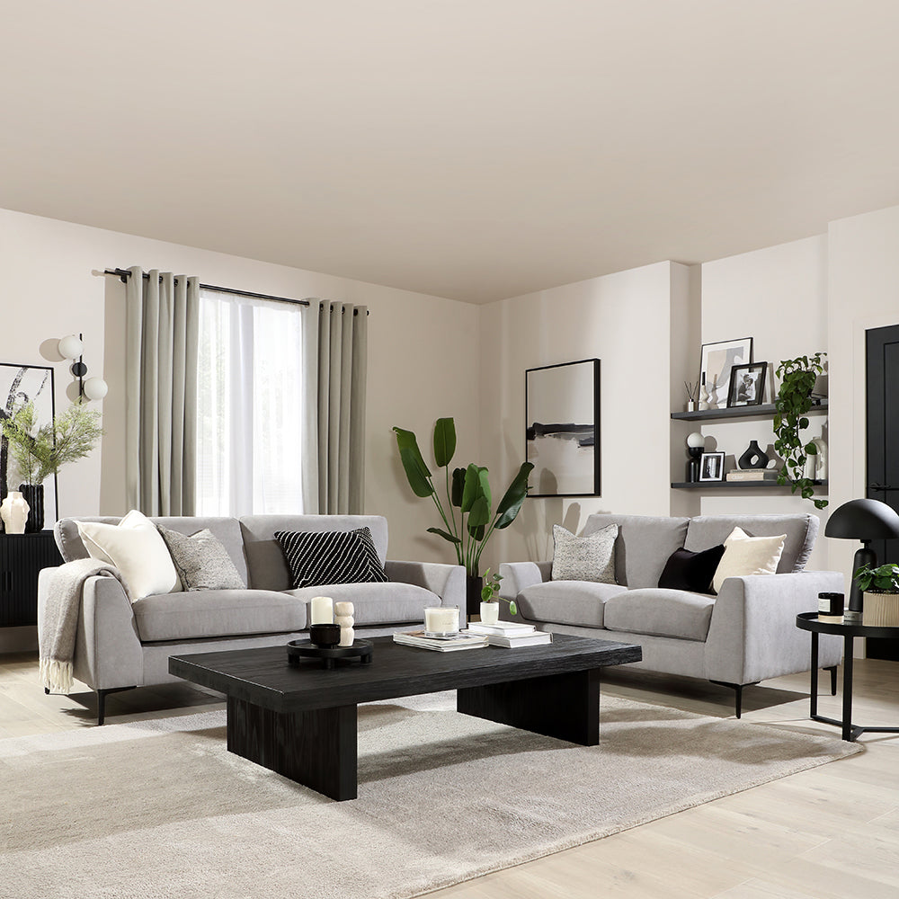 Lexi 3+2 Seater Sofa, Grey House Plush Fabric