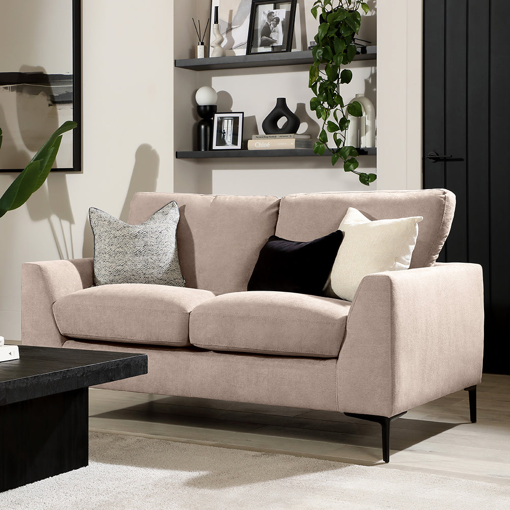 Lexi 2 Seater Sofa, Beige House Plush Fabric