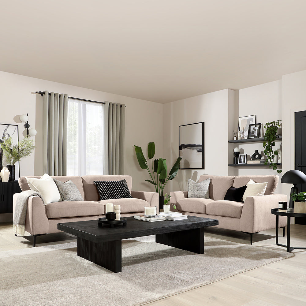 Lexi 3+2 Seater Sofa, Beige House Plush Fabric