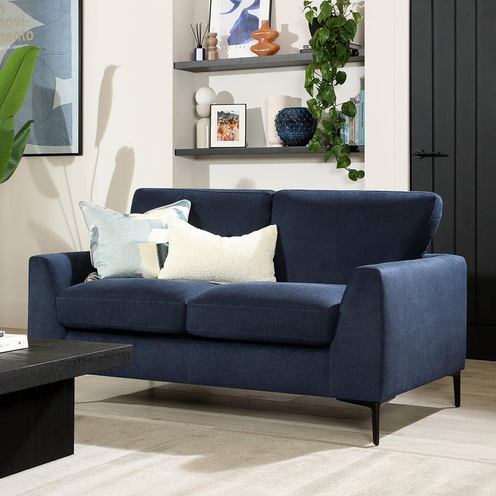 Lexi 2 Seater Sofa, Navy Blue House Plush Fabric