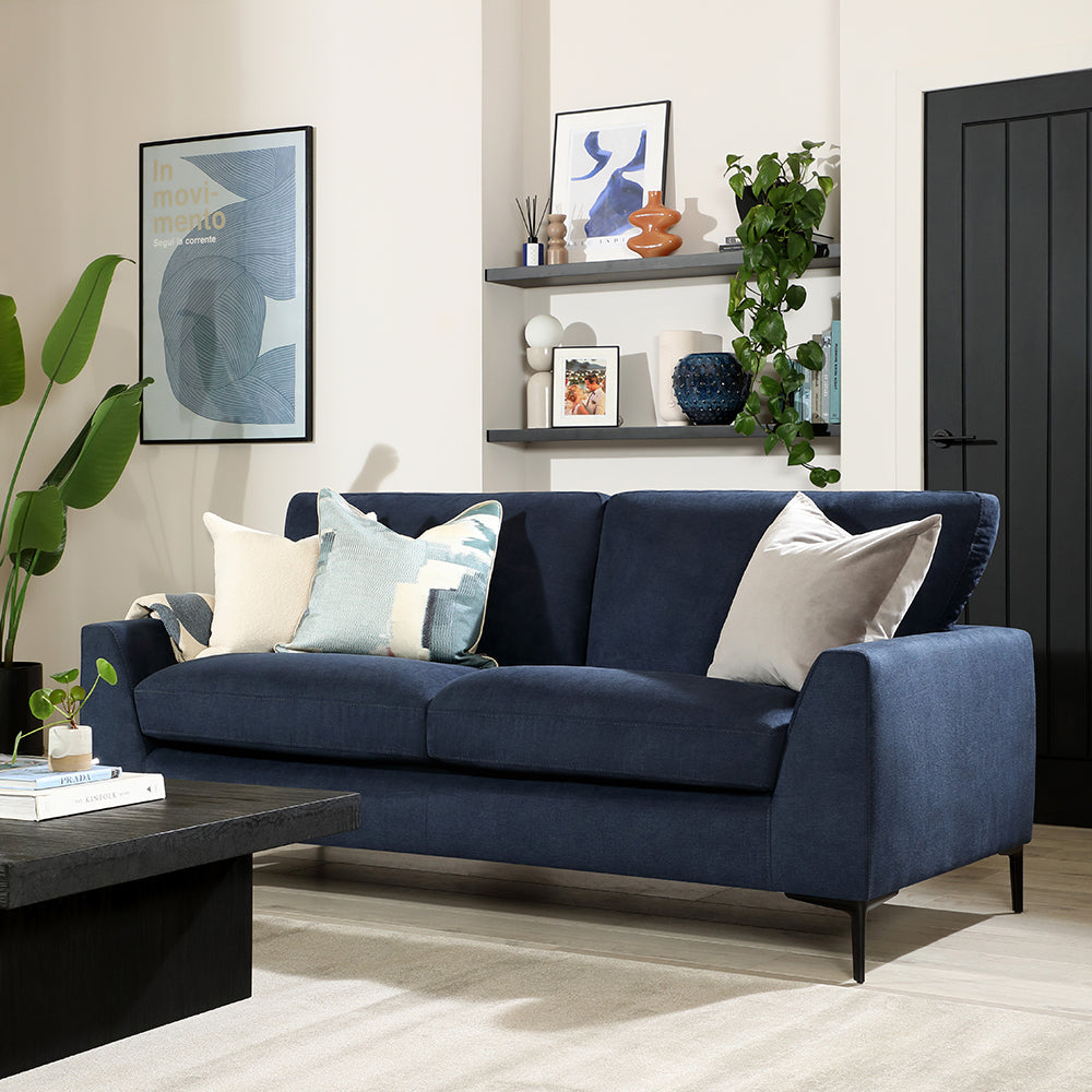 Lexi 3 Seater Sofa, Navy Blue House Plush Fabric
