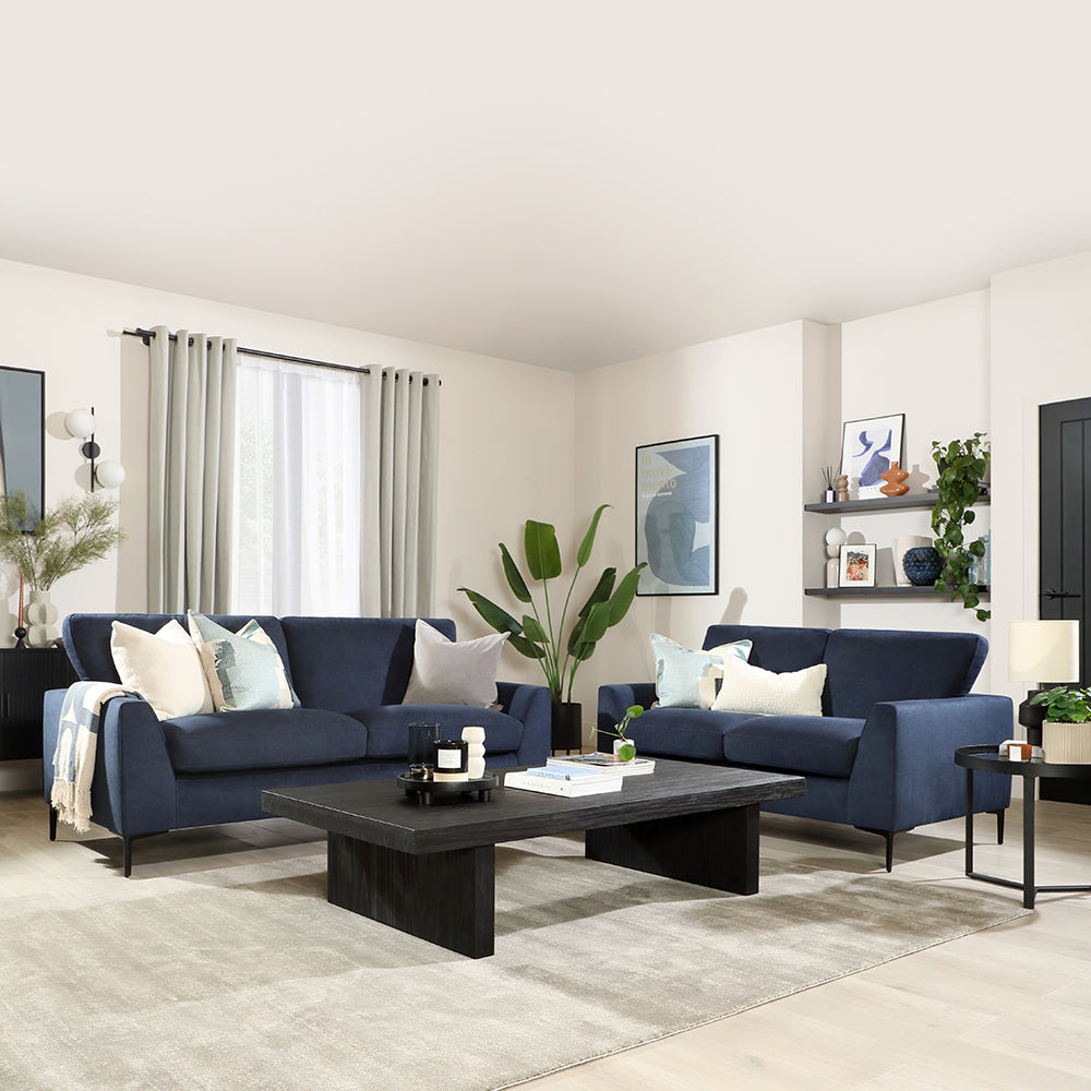 Lexi 3+2 Seater Sofa, Navy Blue House Plush Fabric