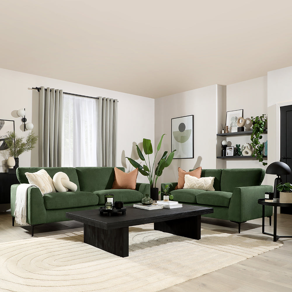 Lexi 3+2 Seater Sofa, Moss Green House Plush Fabric