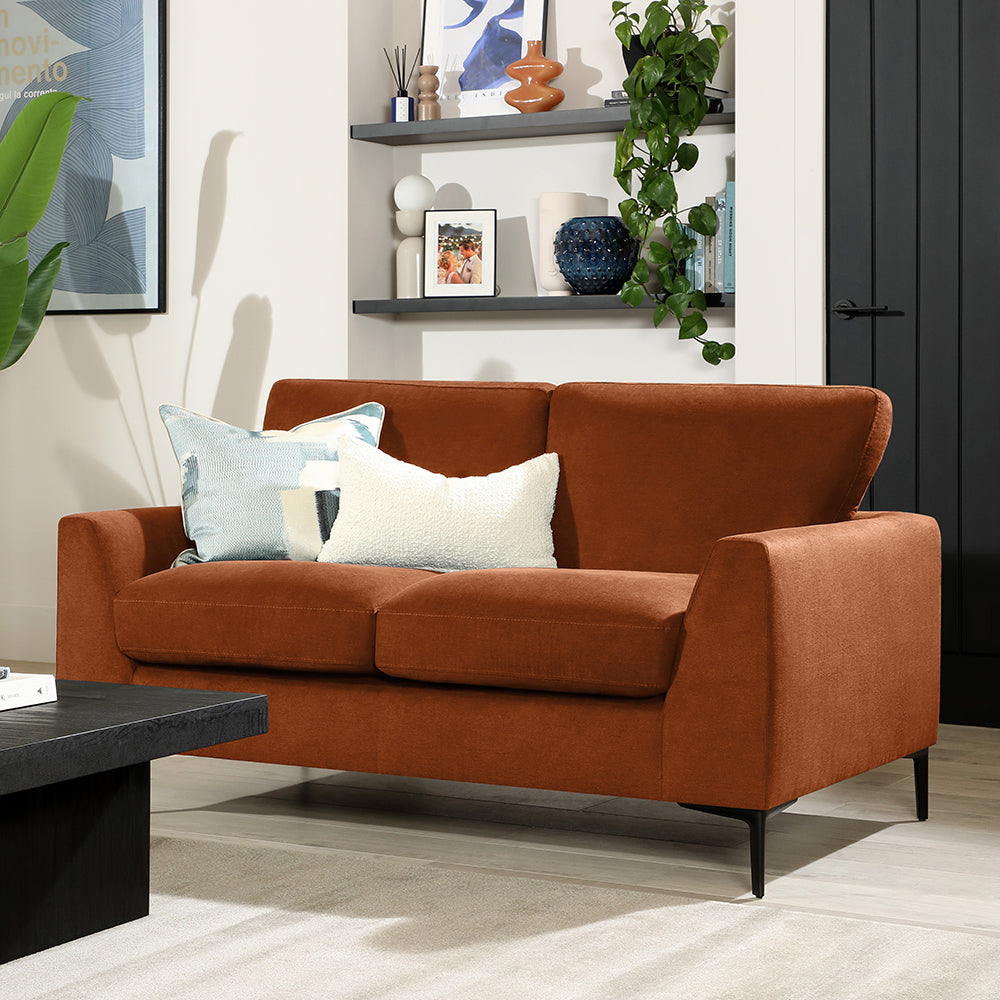 Lexi 2 Seater Sofa, Burnt Orange House Plush Fabric