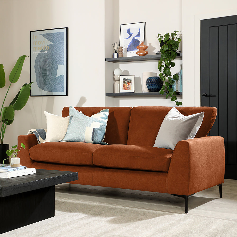 Lexi 3 Seater Sofa, Burnt Orange House Plush Fabric