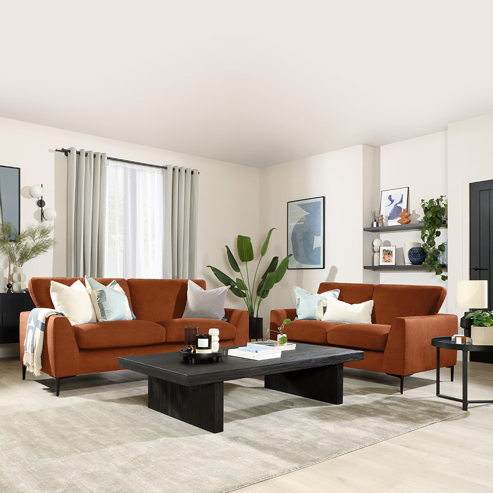 Lexi 3+2 Seater Sofa, Burnt Orange House Plush Fabric