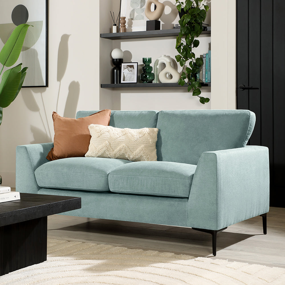 Lexi 2 Seater Sofa, Mint Green House Plush Fabric
