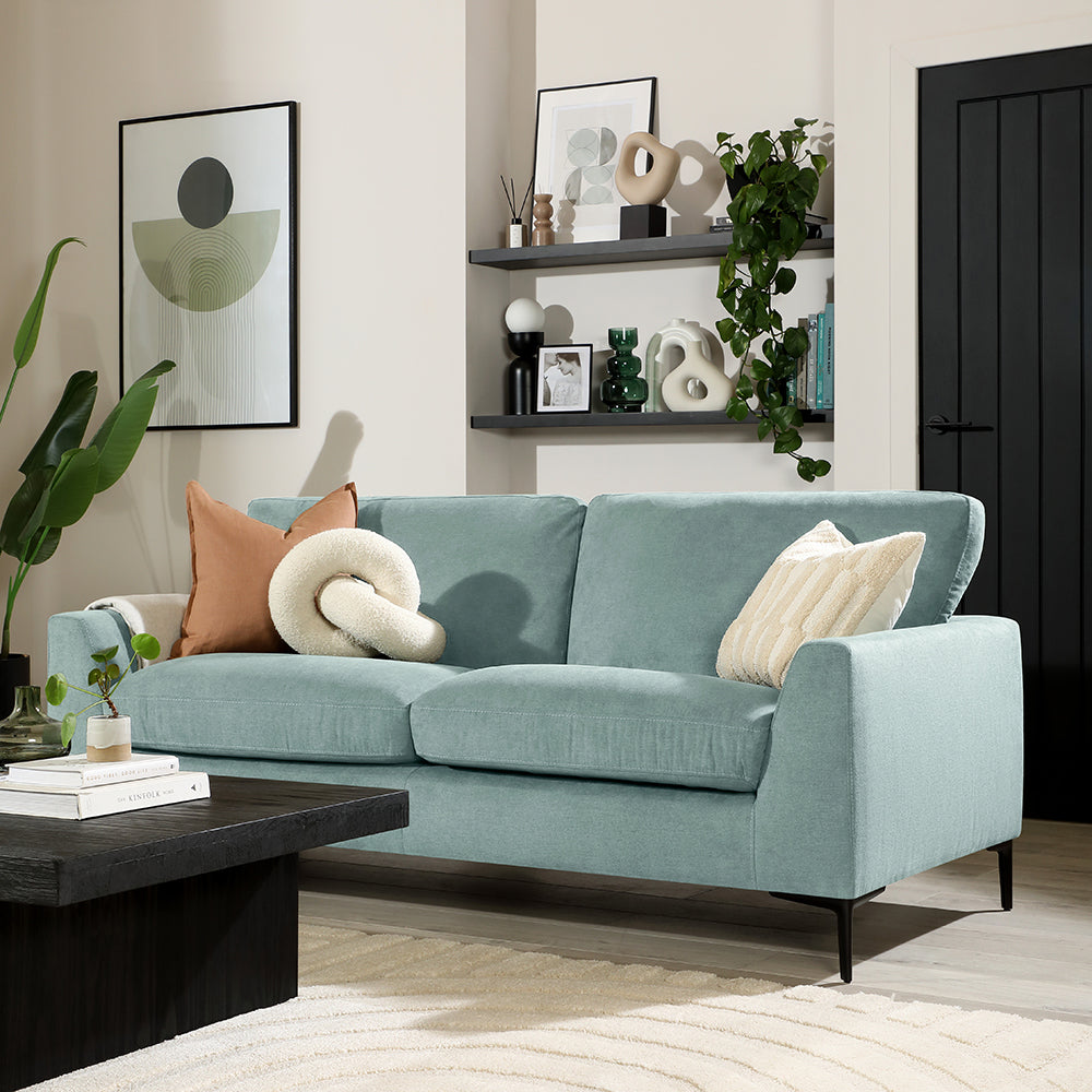 Lexi 3 Seater Sofa, Mint Green House Plush Fabric