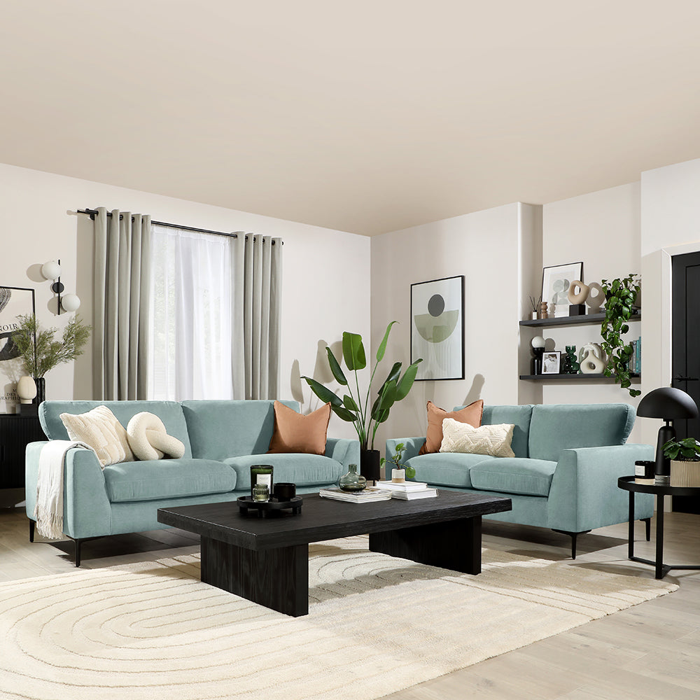 Lexi 3+2 Seater Sofa, Mint Green House Plush Fabric