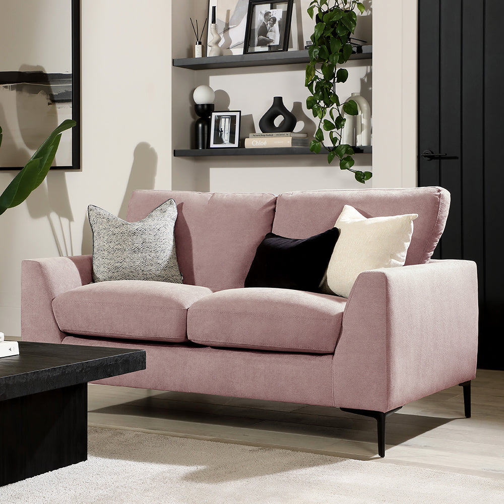 Lexi 2 Seater Sofa, Dusky Pink House Plush Fabric