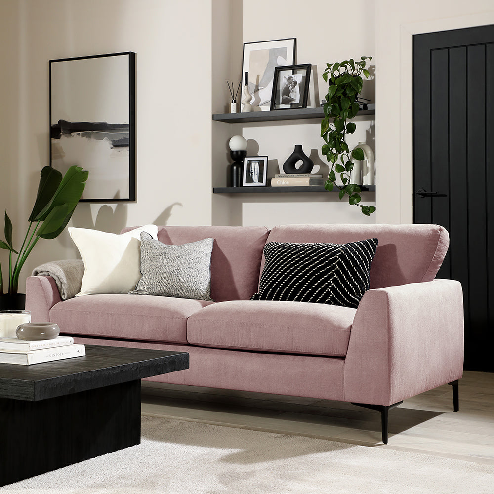 Lexi 3 Seater Sofa, Dusky Pink House Plush Fabric