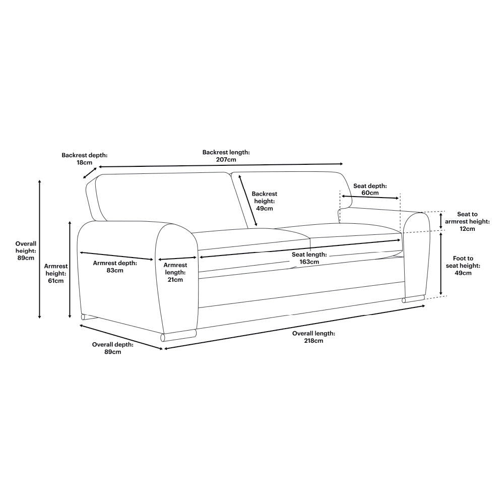 Burford 3+2 Seater Sofa Set Measurement Photo
