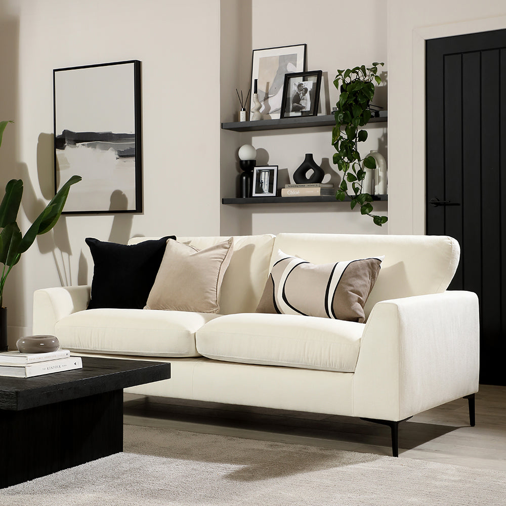 Lexi 3 Seater Sofa, Cream House Plush Fabric