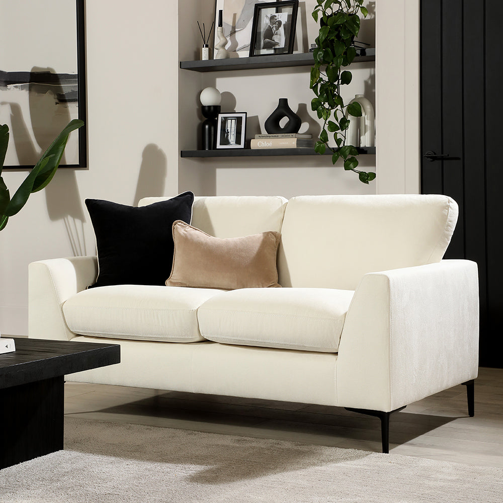 Lexi 2 Seater Sofa, Cream House Plush Fabric
