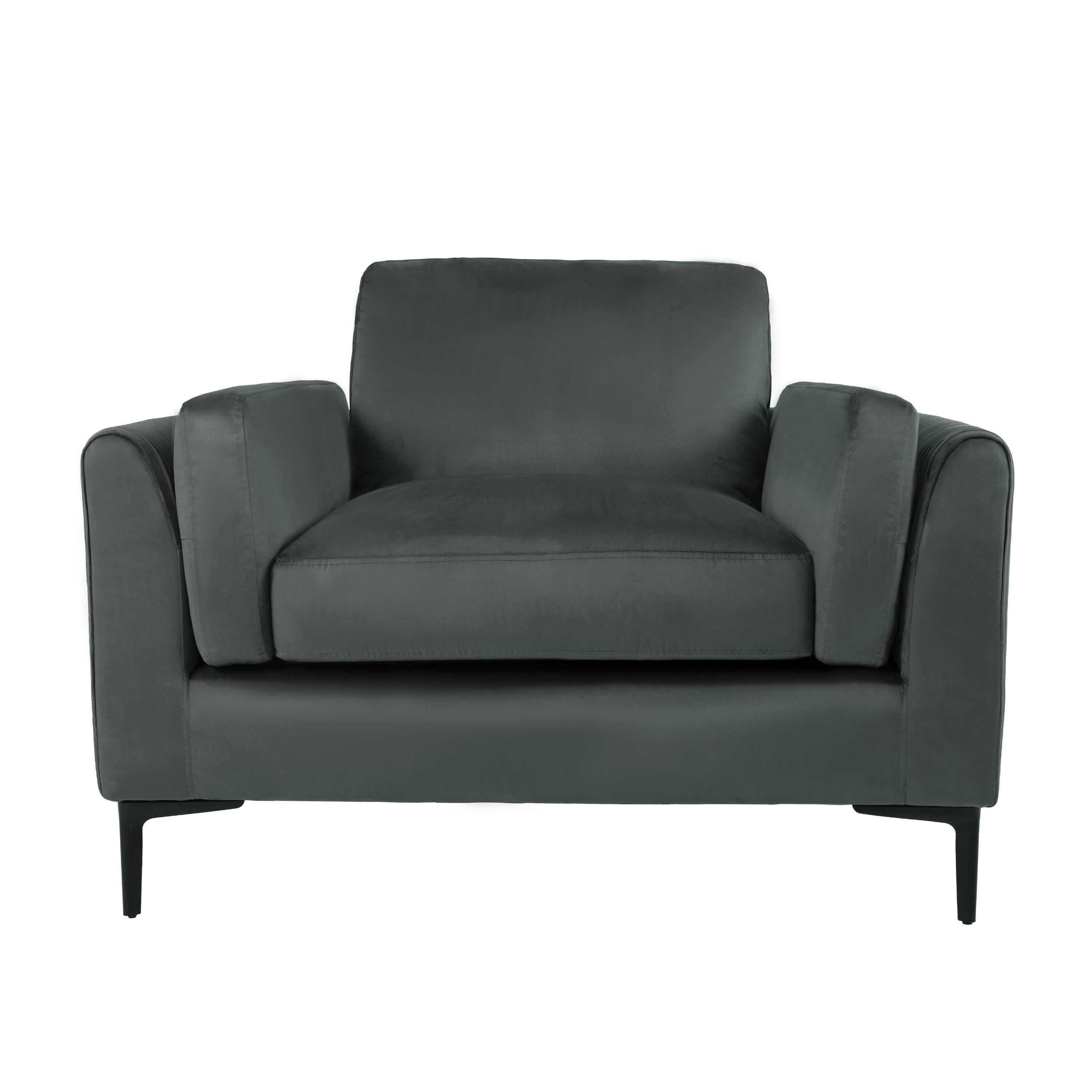 Alia Bastamam; Alta Armchair, Slate Grey Pleated Premium Velvet