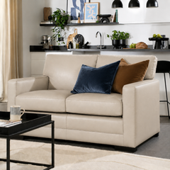 Arden 2 Seater Sofa, Ivory Premium Faux Leather