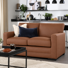 Arden 2 Seater Sofa, Tan Premium Faux Leather
