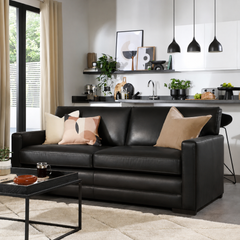 Arden 3 Seater Sofa, Black Premium Faux Leather
