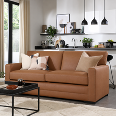 Arden 3 Seater Sofa, Tan Premium Faux Leather