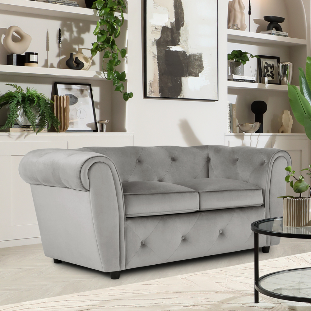 Audley 2 Sofa Seater Sofa in Colour Grey Velvet