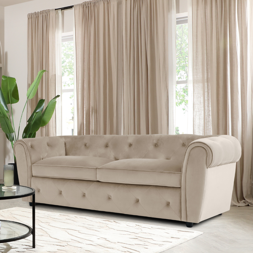 Audley 3 Sofa Seater Sofa in Colour Champagne Velvet