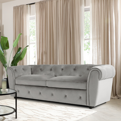 Audley 3 Sofa Seater Sofa in Colour Grey Velvet
