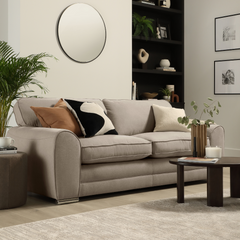 Burford 3 Seater Sofa, Beige House Plush Fabric