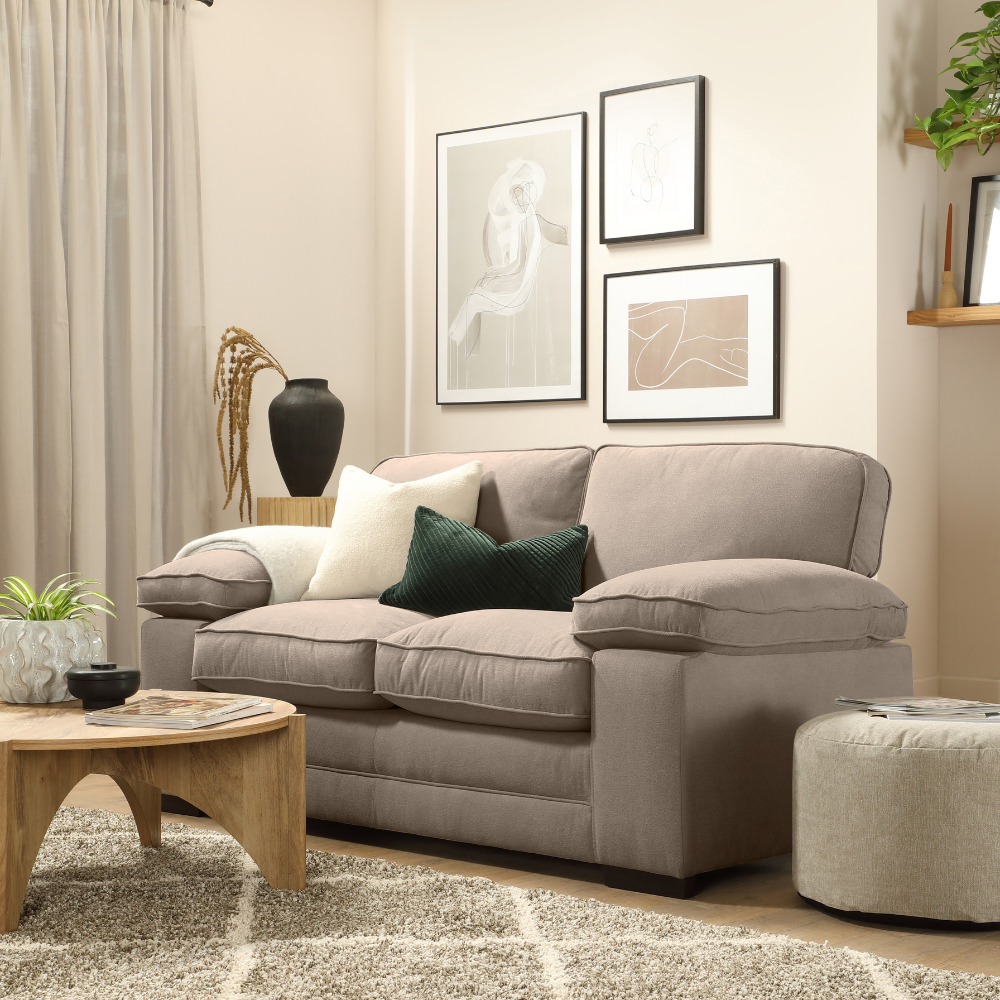 Chatham 2 Sofa Seater in Colour Beige House Plush Fabric